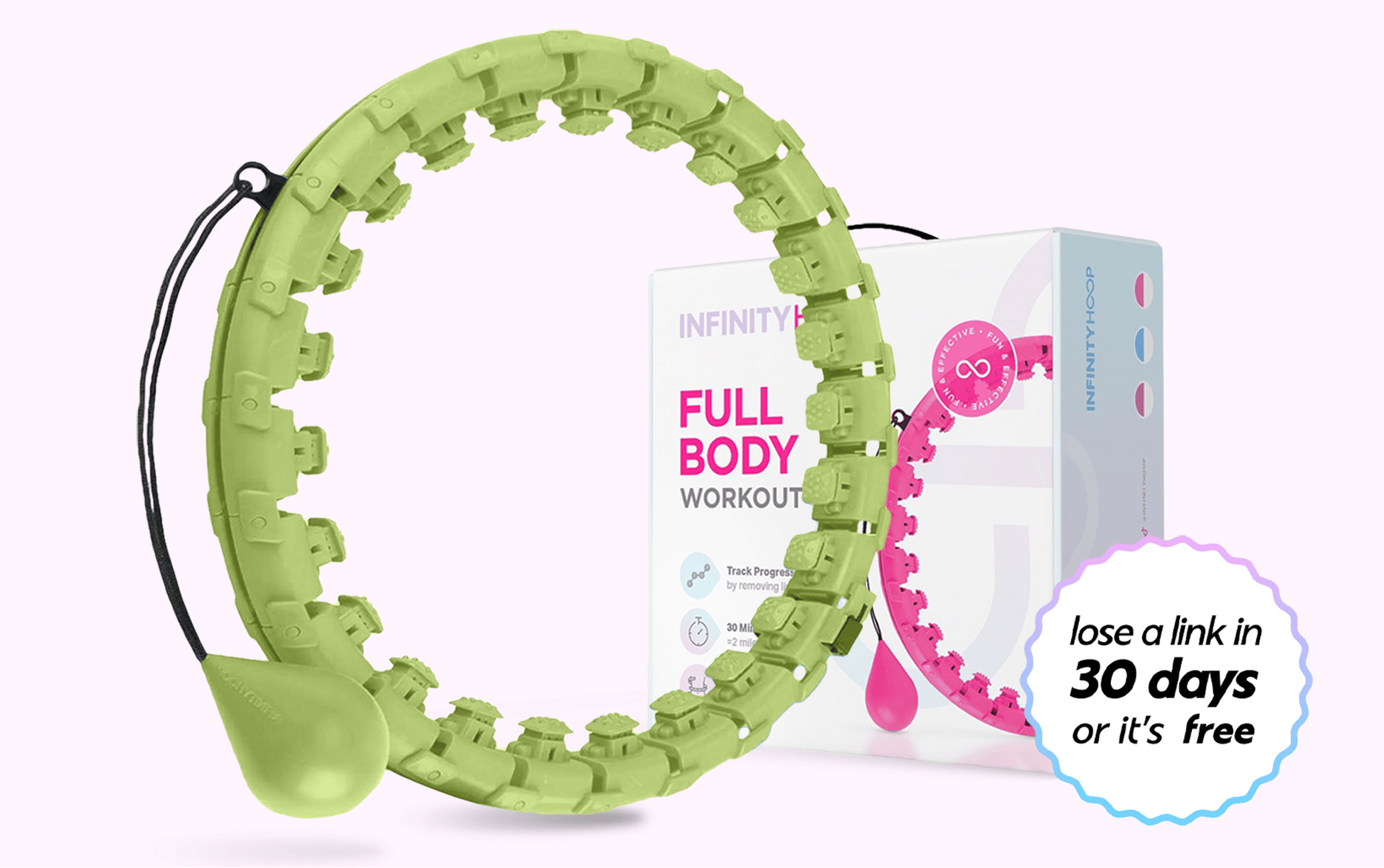 Green exercise wheel with supplements and Black Friday promotional text on a white background